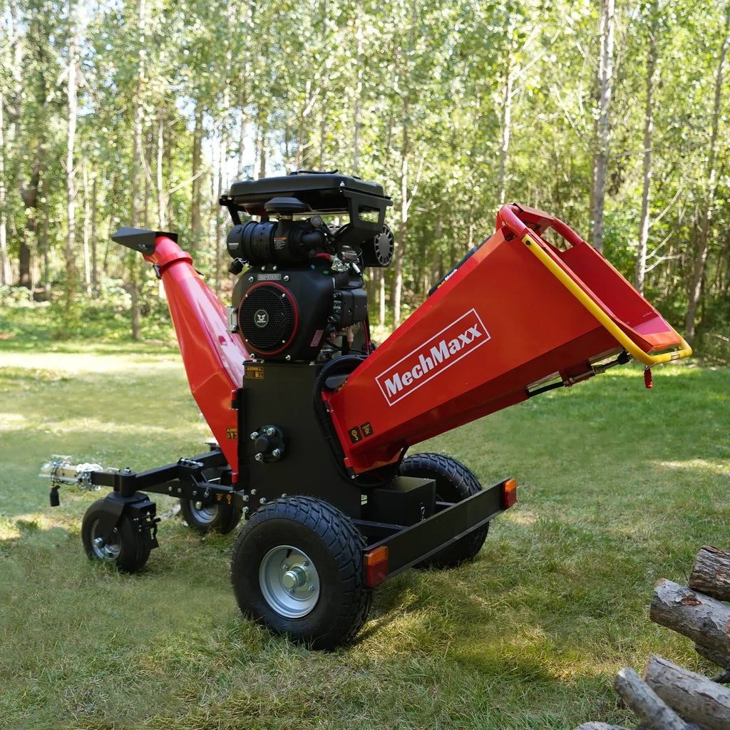 8 inch ZONSEN E-Start 1000cc 35hp Gas Powered 4 - Wheel Drum Wood Chipper with Taillight ,