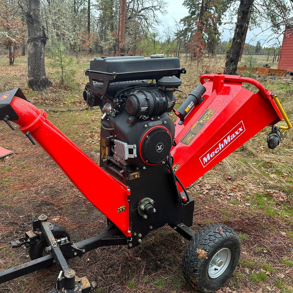 8 inch ZONSEN E-Start 1000cc 35hp Gas Powered 4 - Wheel Drum Wood Chipper with Taillight ,