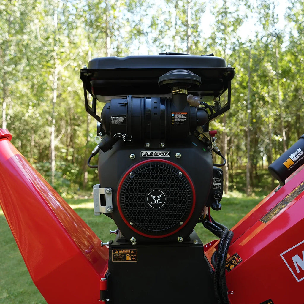 8 inch ZONSEN E-Start 1000cc 35hp Gas Powered 4 - Wheel Drum Wood Chipper with Taillight ,