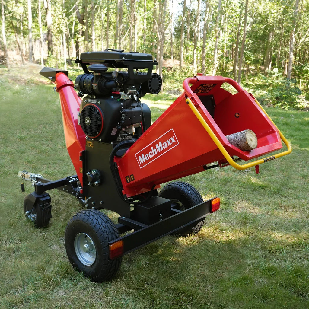 8 inch ZONSEN E-Start 1000cc 35hp Gas Powered 4 - Wheel Drum Wood Chipper with Taillight ,