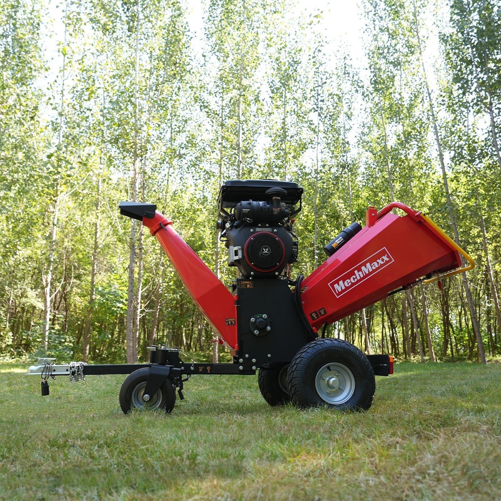 8 inch ZONSEN E-Start 1000cc 35hp Gas Powered 4 - Wheel Drum Wood Chipper with Taillight ,