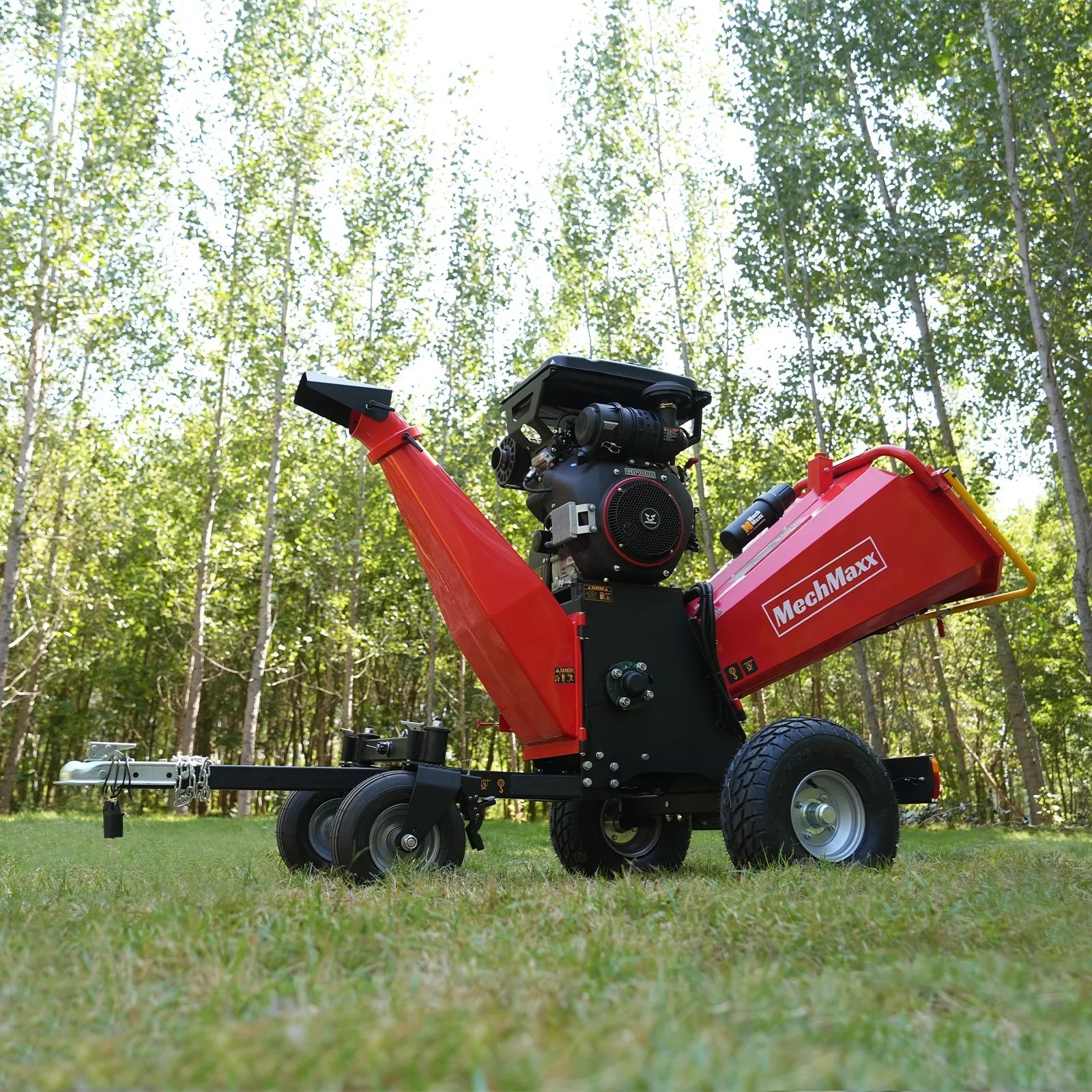 8 inch ZONSEN E-Start 1000cc 35hp Gas Powered 4 - Wheel Drum Wood Chipper with Taillight ,