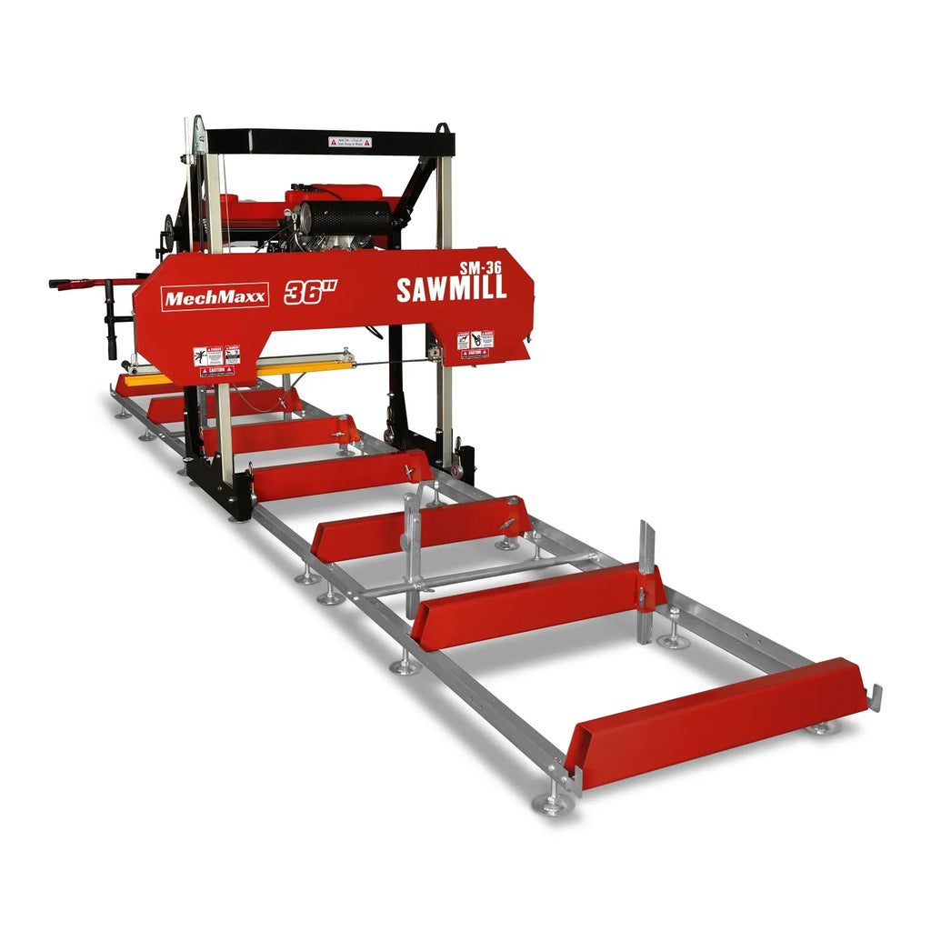 36" MAX Portable Sawmill,  25HP 688cc HONDA GX690 V-Twin Engine,  35" Board Width,  20' Track Length,  (10 Blades Included)