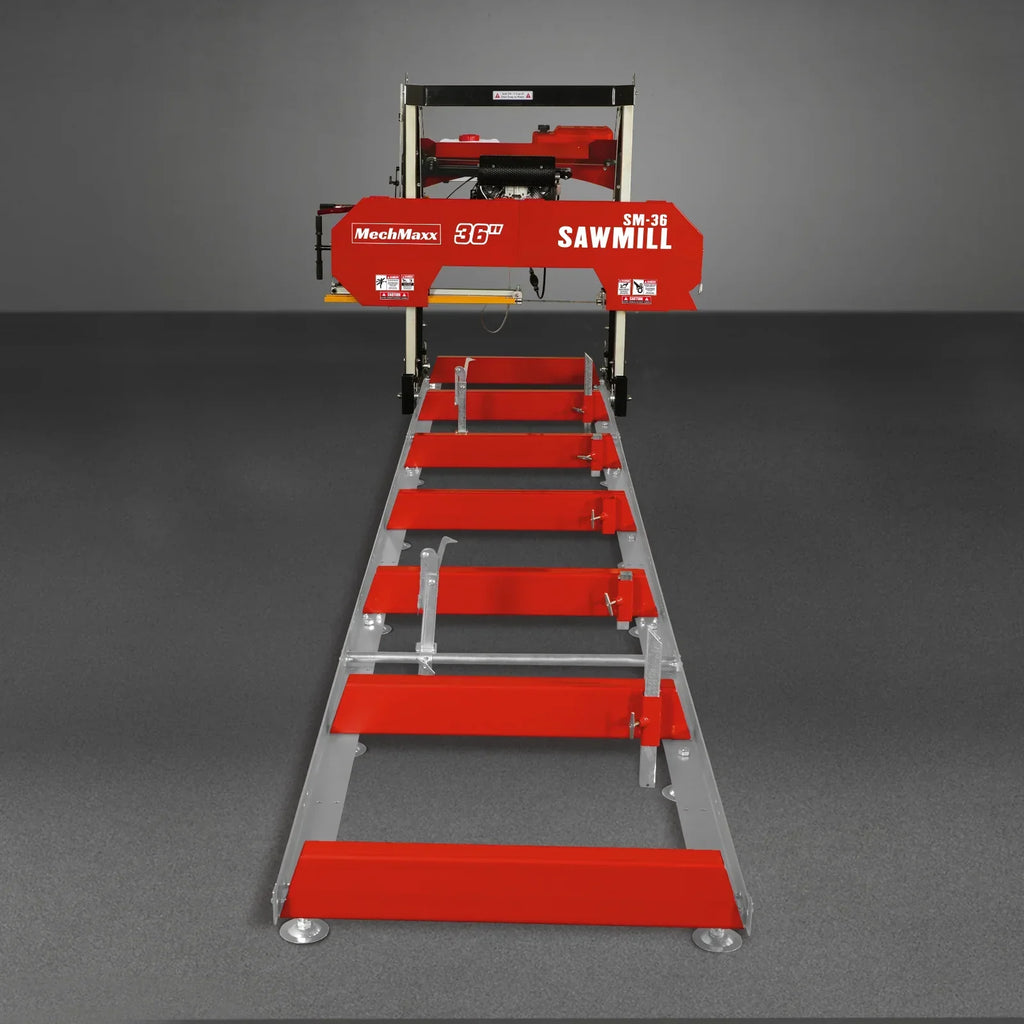 36" MAX Portable Sawmill,  25HP 688cc HONDA GX690 V-Twin Engine,  35" Board Width,  20' Track Length,  (10 Blades Included)
