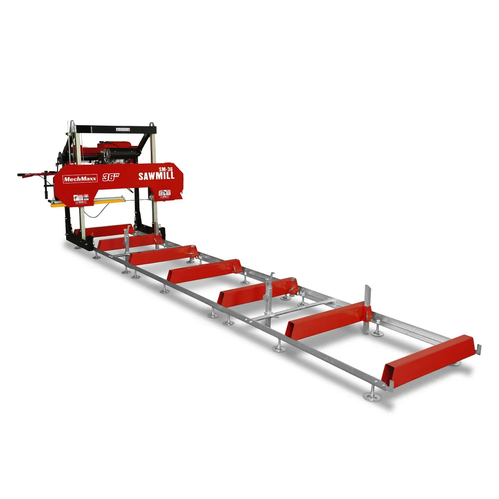 36" MAX Portable Sawmill,  25HP 688cc HONDA GX690 V-Twin Engine,  35" Board Width,  20' Track Length,  (10 Blades Included)